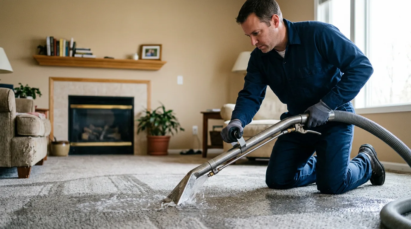 Water damage restoration technician working near Stewartstown, PA